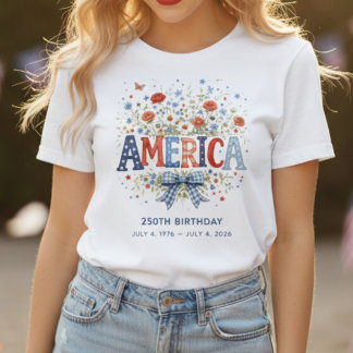 Amerika 250e Verjaardag Bloemige Dames T-Shirt