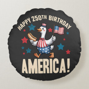 Amerika 250e verjaardag Dwaze Patriottische Gans Rond Kussen
