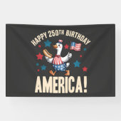 Amerika 250e verjaardag Dwaze Patriottische Gans Spandoek (Horizontaal)