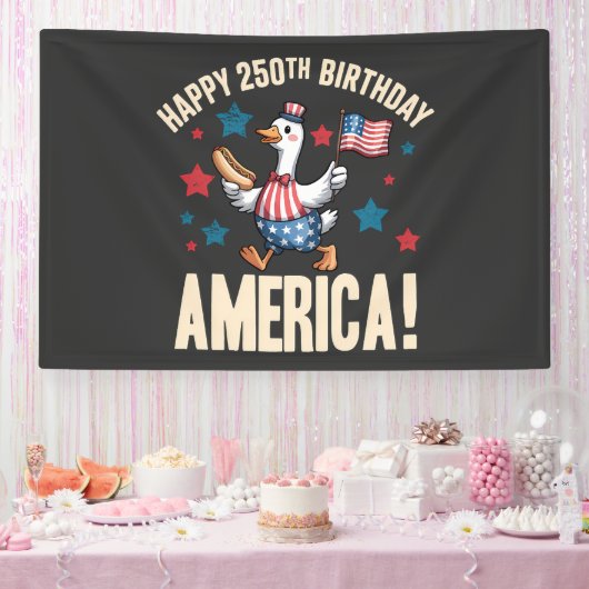 Amerika 250e verjaardag Dwaze Patriottische Gans Spandoek (Feest)