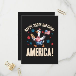 Amerika 250e verjaardag Dwaze Patriottische Gans Uitnodiging Briefkaart