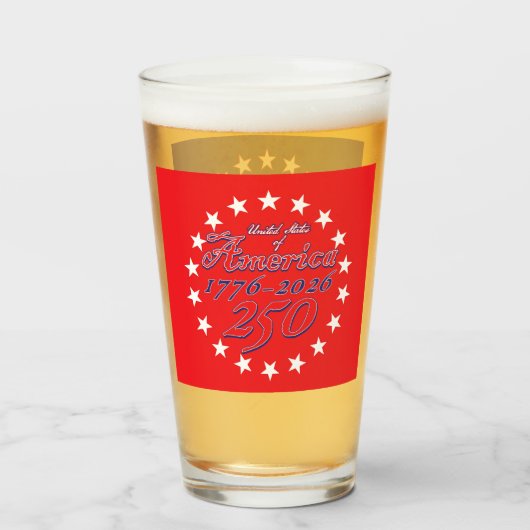 Amerika 250e verjaardag glas (Achterkant gevuld)
