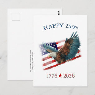 Amerika 250e verjaardag Patriottische 4 juli Briefkaart