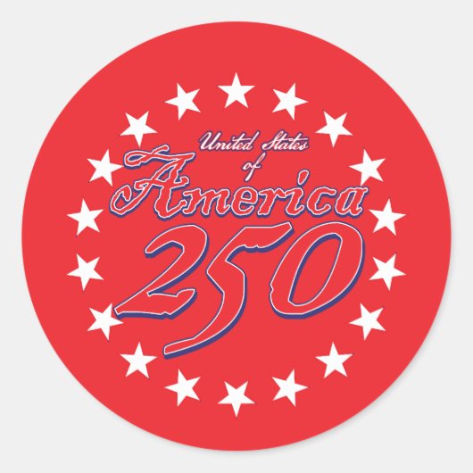 Amerika 250e verjaardag ronde sticker (Voorkant)