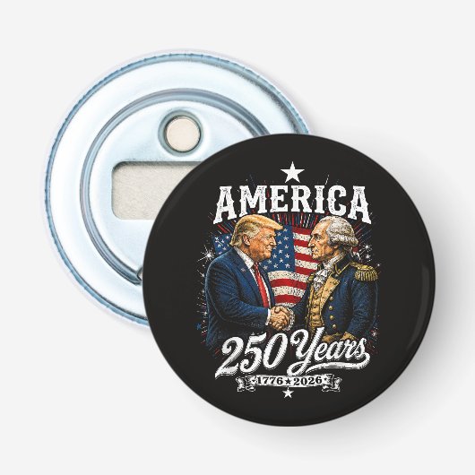 Amerika 250e verjaardag Trump Washington Button Flesopener (Voorkant)