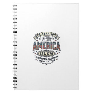 Amerika 250e verjaardag Vintage patriottisch T-shi Notitieboek