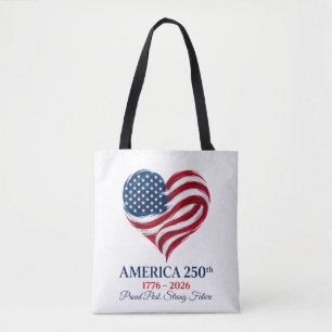 Amerika 250e Verjaardag Vlag Hart Boodschappentas Tote Bag