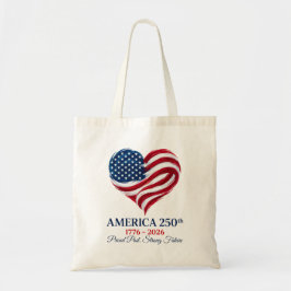Amerika 250e Verjaardag Vlag Hart Boodschappentas Tote Bag