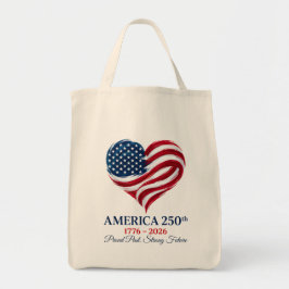 Amerika 250e Verjaardag Vlag Hart Boodschappentas Tote Bag