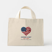 Amerika 250e Verjaardag Vlag Hart Mini Tote Bag (Achterkant)