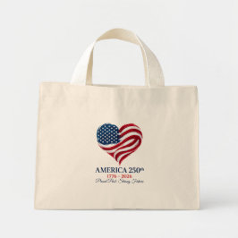 Amerika 250e Verjaardag Vlag Hart Mini Tote Bag