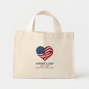 Amerika 250e Verjaardag Vlag Hart Mini Tote Bag