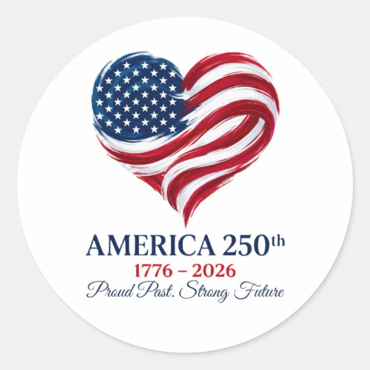 Amerika 250e Verjaardag Vlag Hart Sticker (Voorkant)