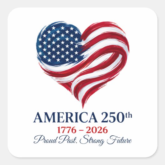 Amerika 250e Verjaardag Vlag Hart Sticker (Voorkant)