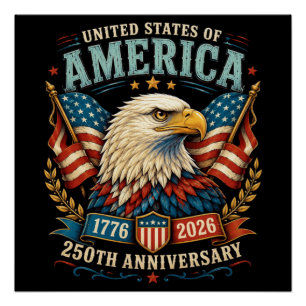 Amerika 250e Verjaardagsviering Adelaar Perfect Poster