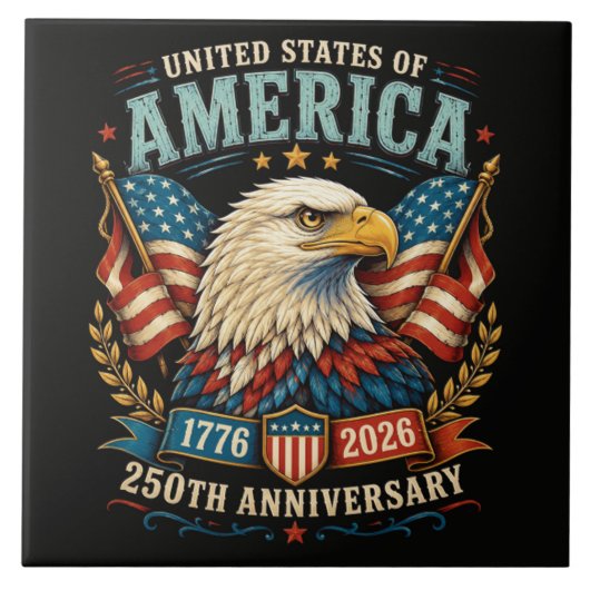 Amerika 250e Verjaardagsviering Adelaar Tegeltje (Voorkant)