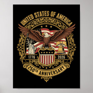 Amerika 250e verjaardagsvlag Adelaar USA 250 jaar Poster