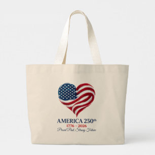 Amerika 250e verjaardagsvlag Hart Jumbo Tote Grote Tote Bag