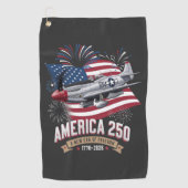 Amerika 250e verjaardagsvliegtuig golfhanddoek (Voorkant)
