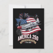 Amerika 250e verjaardagsvliegtuig save the date (Voorkant)