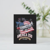 Amerika 250e verjaardagsvliegtuig save the date (Staand voorkant)