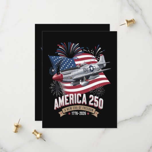 Amerika 250e verjaardagsvliegtuig save the date (Voorkant / Achterkant in situ)
