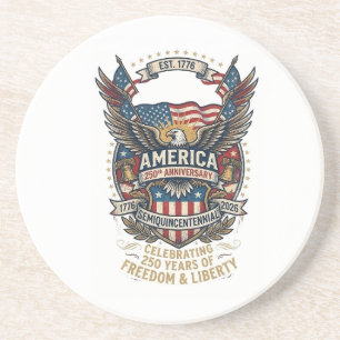 Amerika 250ste Americana 1776 Vrijheid Adelaar VS Zandsteen Onderzetter