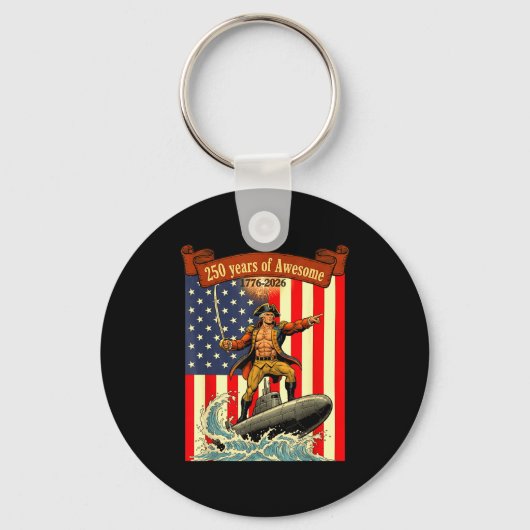 Amerika 250ste grappige George Washington rijden Sleutelhanger (Voorkant)