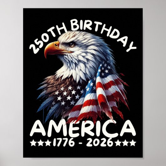 Amerika 250ste Jubileum Eagle US Flag 1 juli Poster (Voorkant)