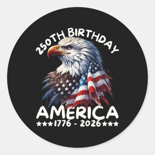 Amerika 250ste Jubileum Eagle US Flag 1 juli Ronde Sticker (Voorkant)
