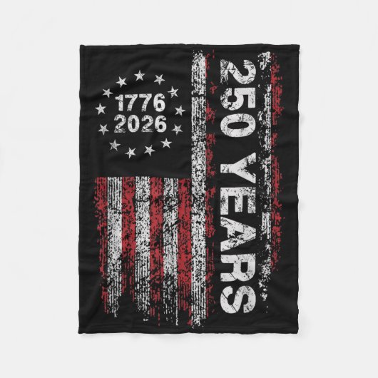Amerika 250ste verjaardag Amerikaanse vlag 250 jaa Fleece Deken (Voorkant)