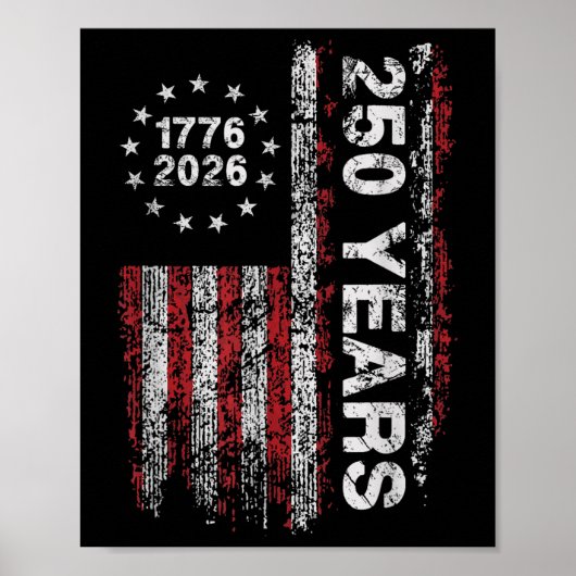 Amerika 250ste verjaardag Amerikaanse vlag 250 jaa Poster (Voorkant)