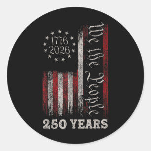 Amerika 250ste verjaardag Amerikaanse vlag 250 jaa Ronde Sticker