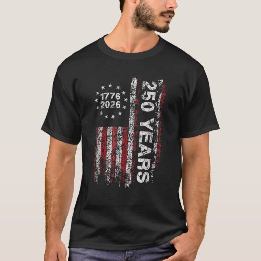 Amerika 250ste verjaardag Amerikaanse vlag 250 jaa T-shirt (Voorkant)