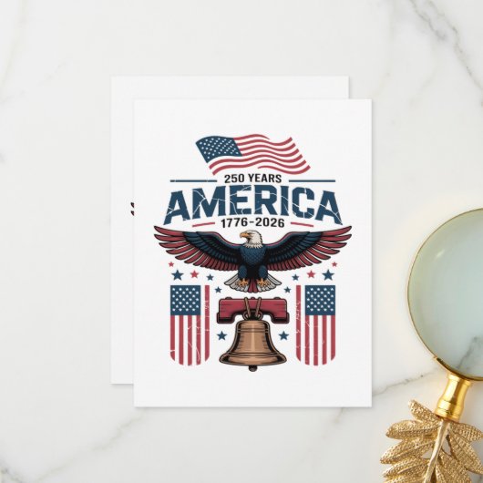 Amerika 250ste verjaardag bedankkaart (Voorkant / Achterkant in situ)