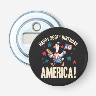 Amerika 250ste verjaardag Dwaze Patriottische Gans Button Flesopener