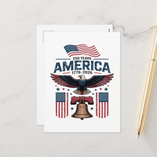 Amerika 250ste verjaardag feestdagenkaart (Voorkant / Achterkant in situ)