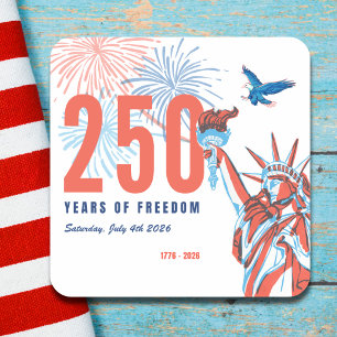 Amerika 250ste Verjaardag Retro Standbeeld van de Vierkante Sticker