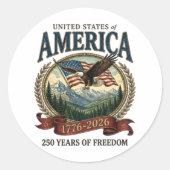 Amerika 250ste verjaardag ronde sticker (Voorkant)