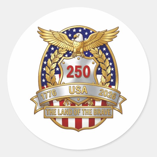 Amerika 250ste verjaardag ronde sticker (Voorkant)
