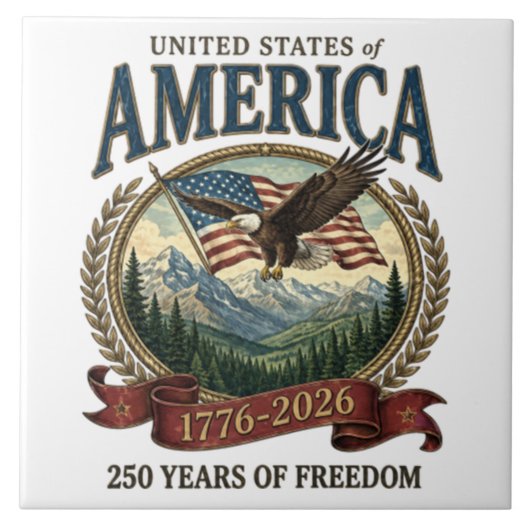 Amerika 250ste verjaardag tegeltje (Voorkant)