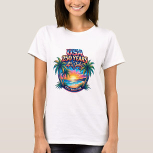 Amerika 250ste verjaardag USA Palm Beach T-shirt