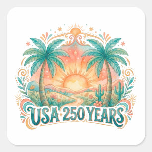 Amerika 250ste verjaardag USA Palm Beach Vierkante Sticker
