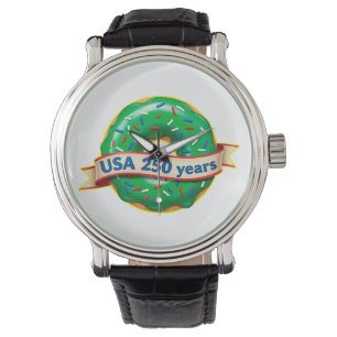 Amerika 250ste verjaardag VS met zoete donut Horloge