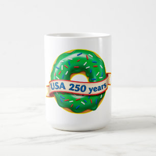 Amerika 250ste verjaardag VS met zoete donut Koffiemok