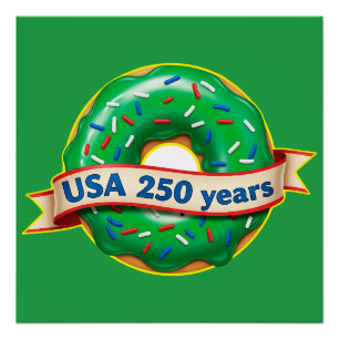 Amerika 250ste verjaardag VS met zoete donut Perfect Poster