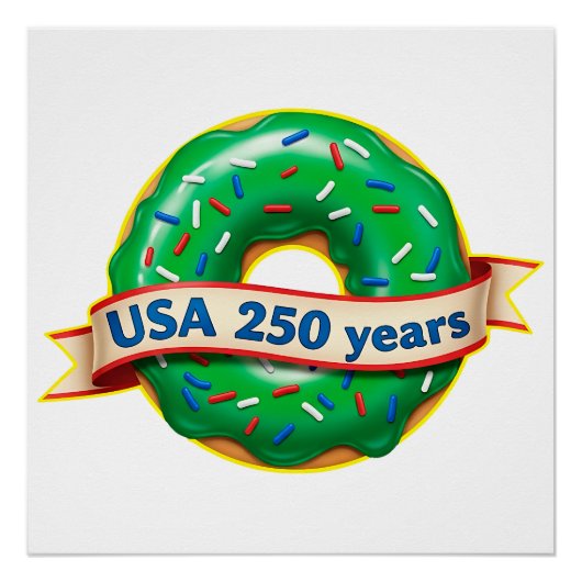 Amerika 250ste verjaardag VS met zoete donut Perfect Poster (Voorkant)