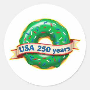 Amerika 250ste verjaardag VS met zoete donut Ronde Sticker