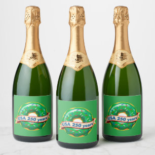 Amerika 250ste verjaardag VS met zoete donut Sparkling Wijnetiket