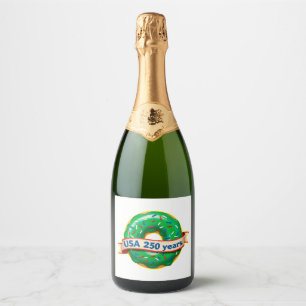 Amerika 250ste verjaardag VS met zoete donut Sparkling Wijnetiket